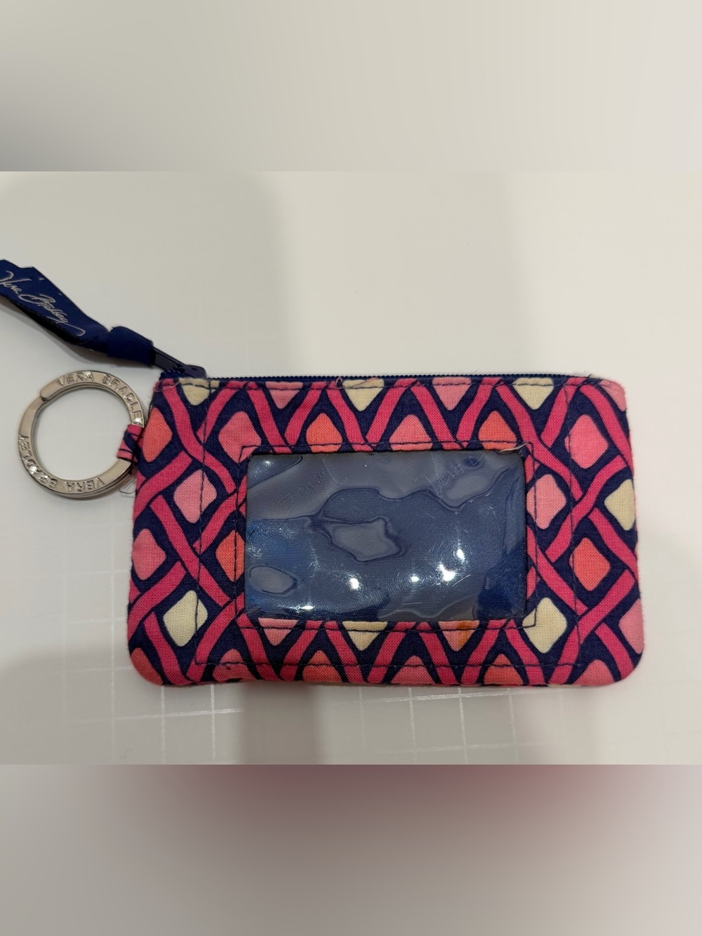 Vera Bradley Katalina Pink Zip ID Case Change Coin Purse Breast Cancer